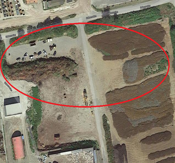 Satelittfoto over tomten hvor avfallsanlegget skal bygges