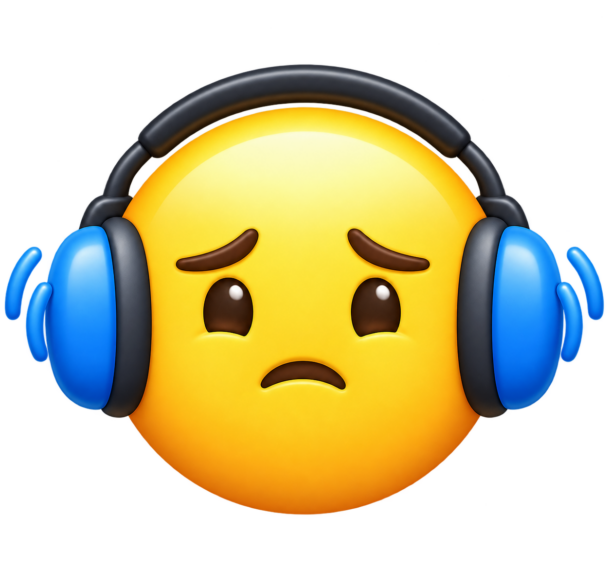 Et gult emoji-ikon med hørselvern
